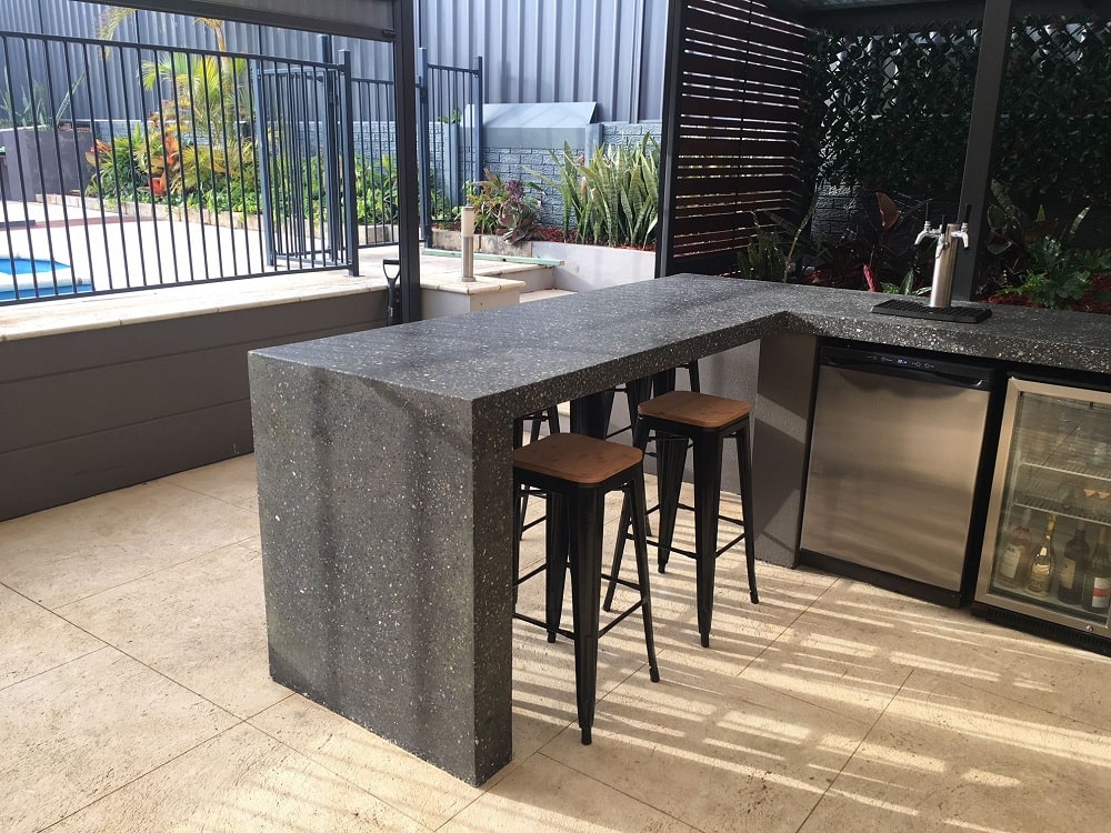 Concrete Counter with Modern Bar