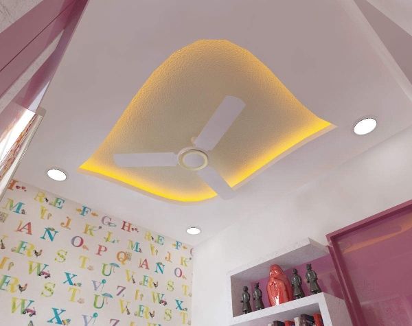 POP False Ceiling with Cove & Recessed lights for Children Bedroom
